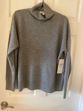 Nordstrom Light Gray Cashmere- Turtleneck Sweater